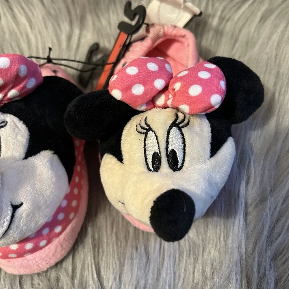 Ground Up Disney Minnie Mouse Plush Slippers Toddler Girls‎ Size 7-8 Pink Shoes